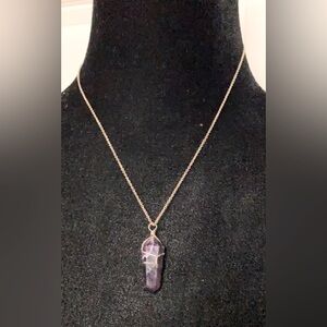 Vintage 925 sterling silver chakra amethyst necklace